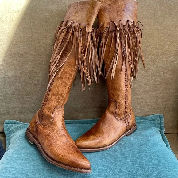 Bed Stu Brown Fringe Knee-High Boots - Picture 2 of 7